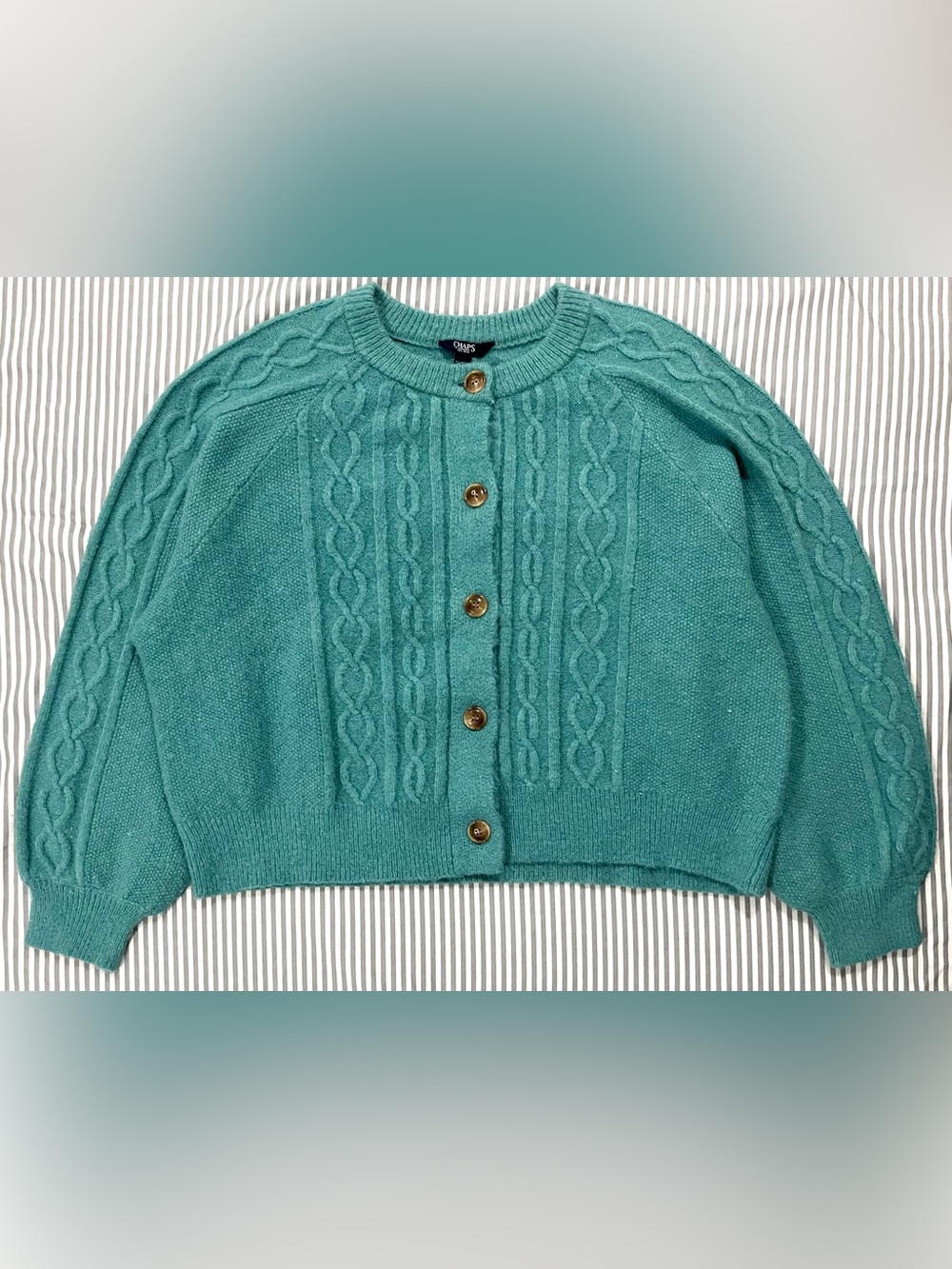 Chap’s Teal Cable-Knit Button Cardigan Sweater